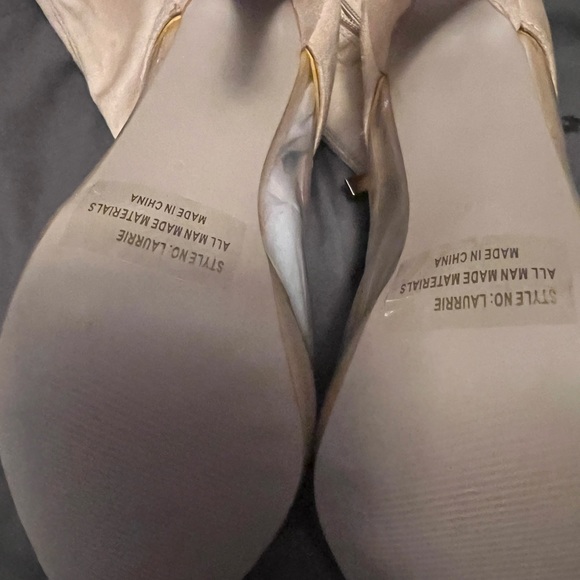 Thigh high cream high heeled boots never worn new in box. - Picture 7 of 8